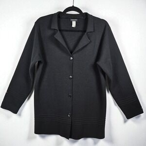 Lineamidas Black‎ Wool Blend Knit Cardigan Woman PL 3/4 Sleeve Made in Italy